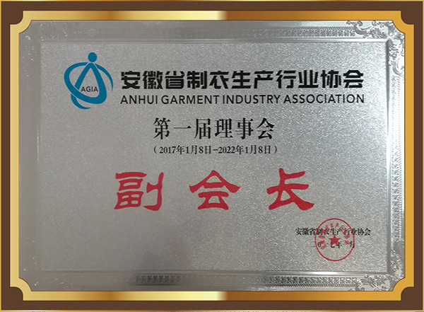安徽省制衣生产行业协会第一届理事会副会长